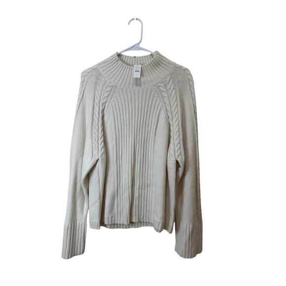 Talbots NWT Cable Knit Sweater Sz L Cream Off White Longsleeve Cozy - Picture 2 of 7
